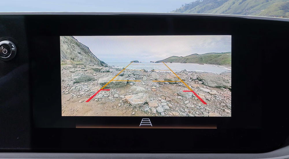 Close-up of the backup camera display in a 2025 Buick Envista for sale.