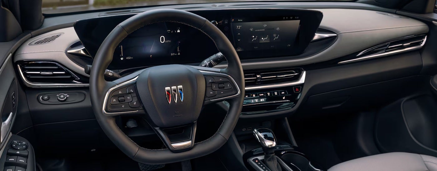 The black interior and dash in a 2024 Buick Envista for sale.